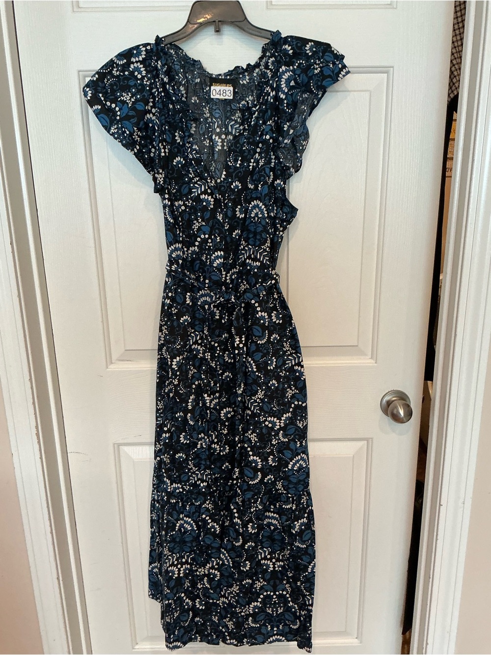 Sugarlips Navy and White Floral Maxi Dress